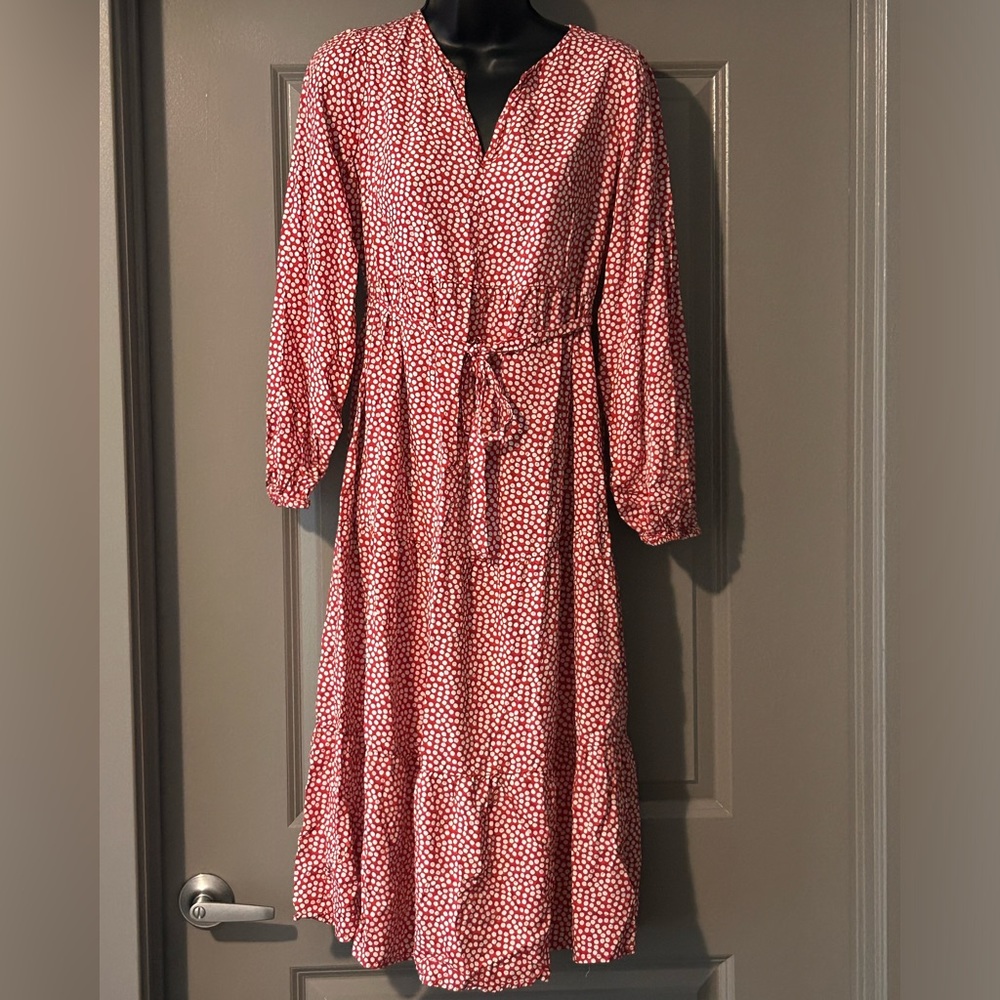 Pink Maternity Dress w/ White Polka Dots